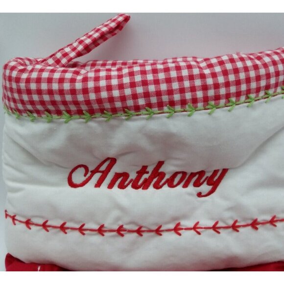 Pottery Barn Kids Anthony Stocking Santa & Rudolph Holiday Christmas Quilted Red - Picture 2 of 11